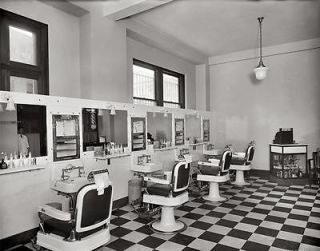 Old Washington D.C.1925 Antique Barber Shop Photo Hair Cuts Hot Shave 