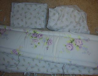 New Pottery Barn Charlotte blue floral rose shabby 2 fitted crib 
