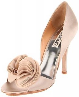 Badgley Mischka bridal taupe satin Randall dOrsay Pump heels 7.5