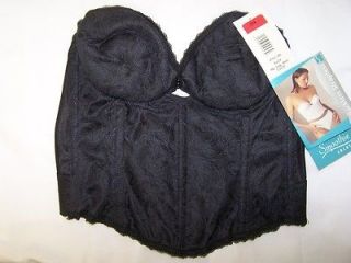 NWT Underwire Longline Bustier BLACK Backless Strapless Push Up 
