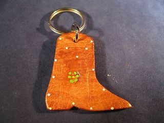 Key Chain Hand Made of Leather in the Shape of a Cowboy Boot from 