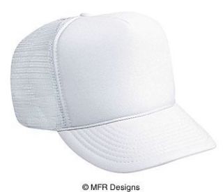   White 6 Panel Low Profile Blank Mesh Snap Back Cap Trucker Mesh Hat