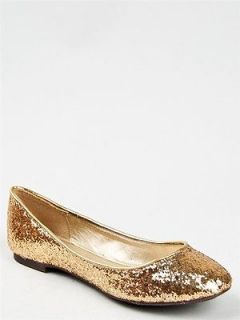 NEW BRECKELLES Women Basic Metallic Glitter Slip On Flat Shoe sz Gold 
