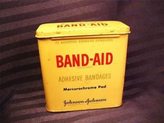  1950S BAND AID ADHESIVE BANDAGES MERCUROCHROME PAD TIN CAN/BOX