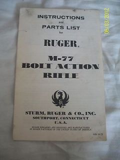 Newly listed Ruger Instruction Manual and parts list m 77 m77 bolt 