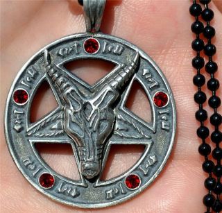 Satanic goats head pentagram baphomet lucifer occult witch pendant 
