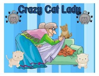 Custom Made T Shirt Crazy Cat Lady Cats Kitty Elderly Woman Old Funny 