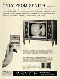1959 Ad Zenith Space Commander 400 Remote Control Television TV 