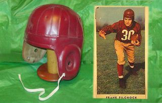   Redskins Leather Football Helmet Solid Burgundy Sammy Baugh