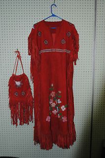 Older Native American Beaded Leather Dress and Purse