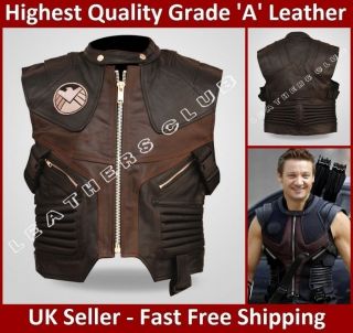    The Avengers Jeremy Renner Barton Motorcycle Leather Vest Jacket