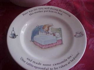   PETER RABBIT PUT HIM TO BED BREAD/BUTTER PLATE BEATRIX POTTER 6 7/8