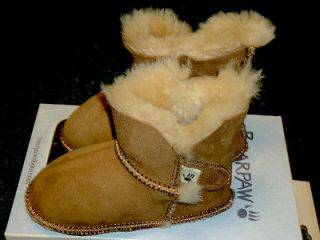 New BearPaw suede boots w/sheepskin lining, stylish, lg. 12 18 mo,NIB