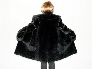 NEW Grooved black sheared beaver fur coat jacket Musi Designer 52 