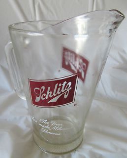 SUPER RARE SCHLITZ BEER GLASS PITCHER malt liquor GREAT SHAPE vintage 