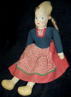 Rare Vintage 26 Cloth Dutch or Belgian Girl Doll