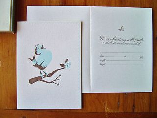18 CARDS / BLUE ENVELOPES PROUD BOY BIRTH ANNOUNCEMENTS HAND PRINTED 