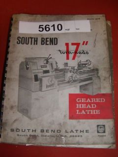 South Bend Lathe Turn nado 17 Ops & Parts Manual Turnado Machine Tool