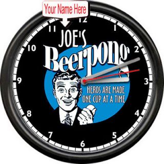 Personalized Beer Pong Game Table Balls Sign Wall Clock
