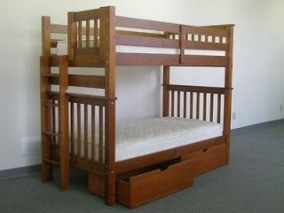 TALL BUNK BED Twin over Twin Mission in Expresso with Side Ladder + 2 