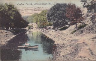 Cedar creek Monmouth IL old canoe 1900s Postcard