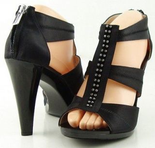 MICHAEL MICHAEL KORS BERKLEY Black Satin Jeweled Womens Designer Shoes 