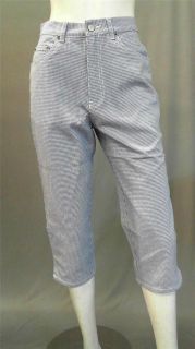 Bill Blass Jeans Easy Fit Petite 12P Cotton Houndstooth Capri Blue 