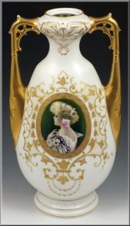 Rare Bernard Bloch German Porcelain Urn w/ Open Work & Jeweled Beads