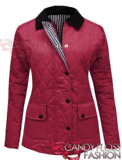 NEW WOMENS LADIES QUILTED PADDED BUTTON ZIP JACKET COAT TOP PLUS SIZES 