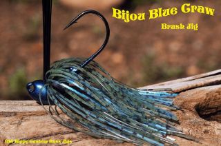 Old Hippy Custom Bass Jigs  Brush Jig   Bijou Blue Craw