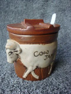 VTG ceramic jam jar Cow Stuff Ron Gordon Designs ceramic yo hen glaze 