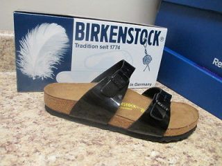 Birkenstock Sydney 2 strap Sandal Black Patent New with Box