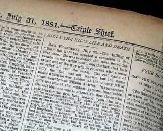 Best BILLY THE KID Outlaw Desperado Biography Killings & Death in 1881 