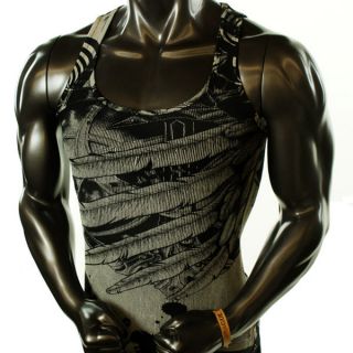 NEW MENS UFC MMA FITTED BLACK GRAY TANK TOP MUSCLE SHIRT SLIM FIT 