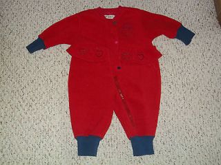 Vintage Red Fleece Gymboree Snow Suit / Romper, Schoolyard, Infant 6 