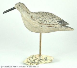 Stick up Shorebird Decoy on Shell Antique Carved Bird