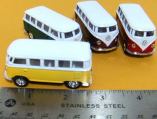 Lot 4 Mini Tiny Small Bitty Cute 1962 VW Volkswagen Diecast Bus 1 64 