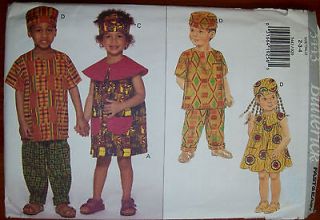 NIP Butterick #3443 Pattern Boy & Girl Sizes 2 3 4 Ethnic Tribal 