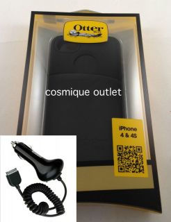   IMPACT CASE IPHONE 4 G 4G 4S BLACK w/ Car Charger   NEW OTTER BOX