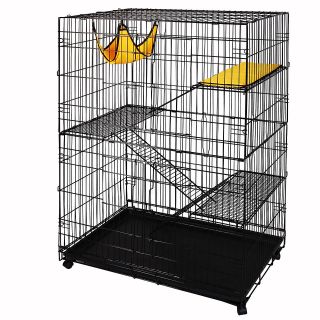    Large Cat Rabbit Pet Playpen 2 Door Cage Hammock Folding Wire Crate