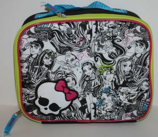 Monster High Black & WHite Insulated Lunch Bag Tote 10X8X3 NWT
