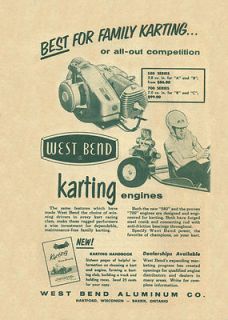 Vintage & Rare 1960 West Bend 580 & 700 Series Go Kart Engine Ad