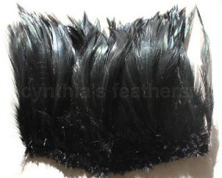 100+ (7.5g, 1/4Oz) Jet Black 6 7 Hackle Rooster COQUE Feathers for 