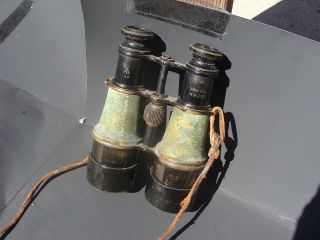 WW1 Military Brass & Leather Binoculars French or British Origin