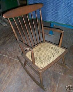 Antique Wicker Cane Wood Rocker Rocking Chair Birch NR