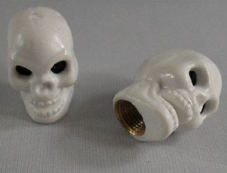 White Skull Custom Valve Stem Caps for Motorcycle & Car Wheel Air 