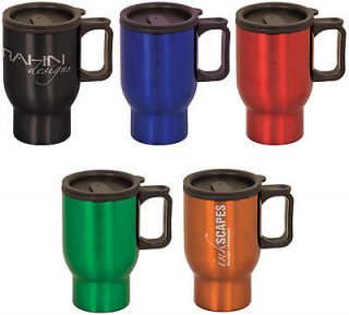 ENGRAVED Stainless Steel Travel Mug PERSONALIZED black blue red green 