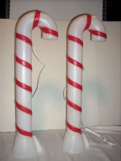   CANDY CANE CANES PAIR YARD DECOR BLOW MOLD PLASTIC LIGHT UP 32
