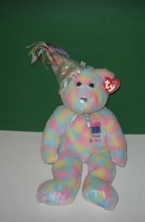 2003 Ty Beanie Babies Buddies Pink Birthday Bear Buddy Bean Plush