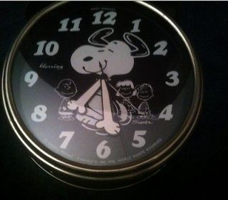 BLESSING West Germany SNOOPY Peanuts alarm wall CLOCK chrome black 